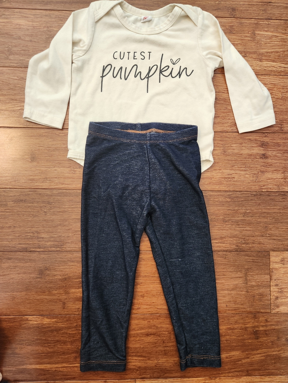 Old Navy Girl's Cutest Pumpkin Fall Long Sleeve Onesie Jean Leggings, 2T